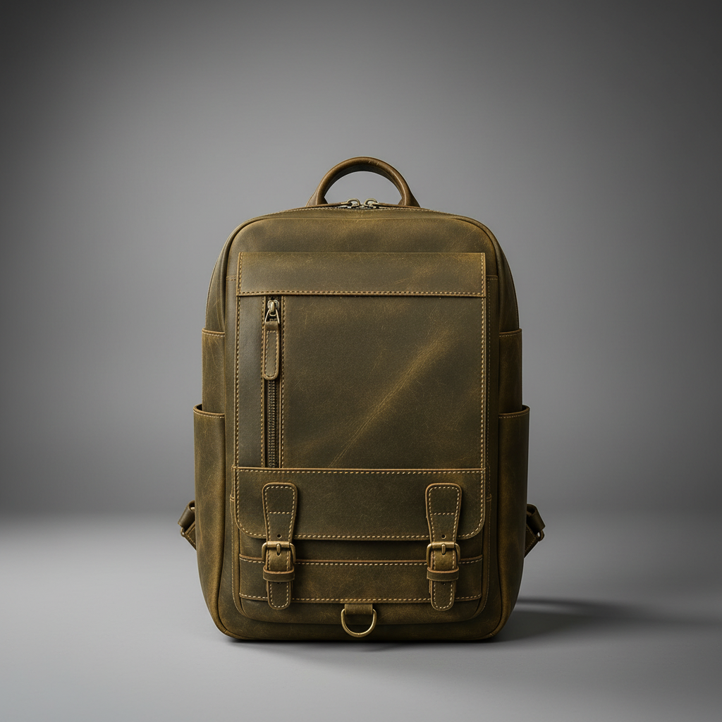 Handmade Multi-Pocket Leather Backpack for Travel – product view 9 | The Leather Factory