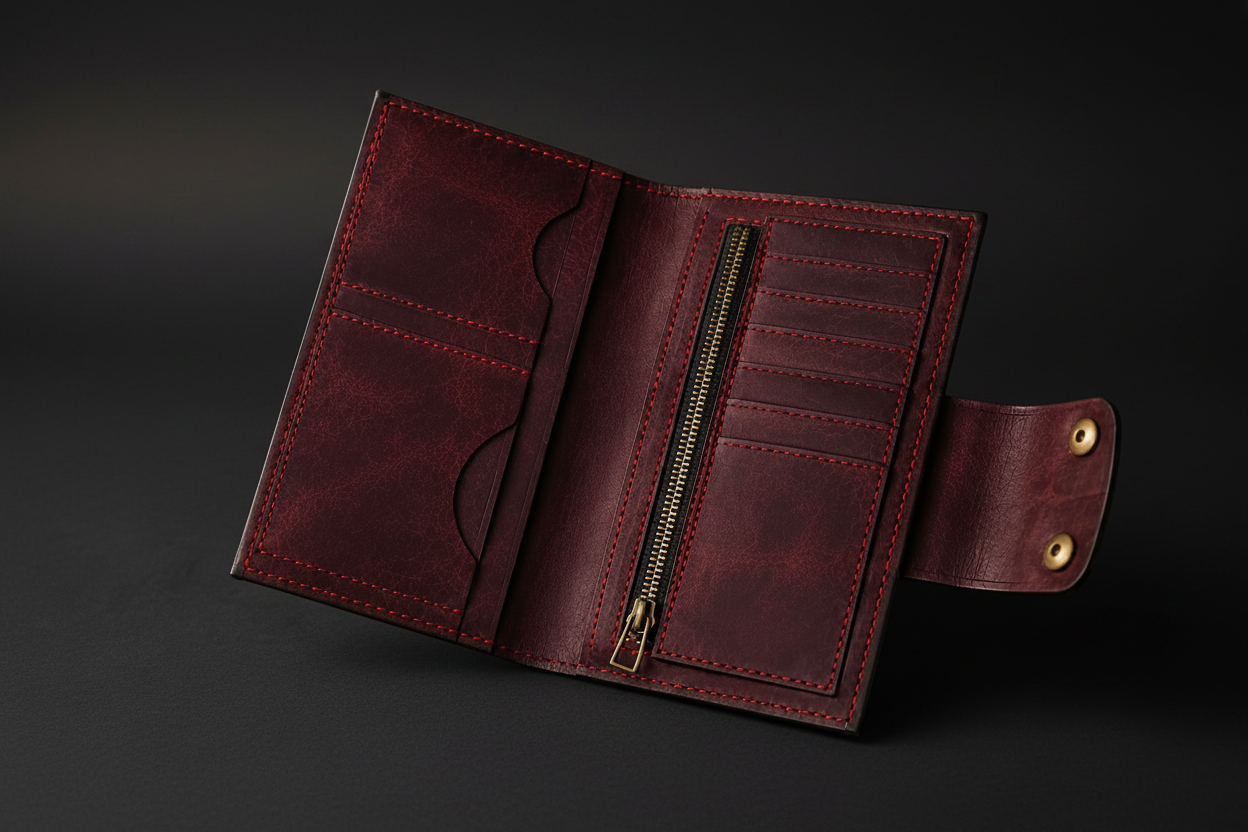 Handcrafted Leather Long Wallet with Card Compartments – product view 6 | The Leather Factory