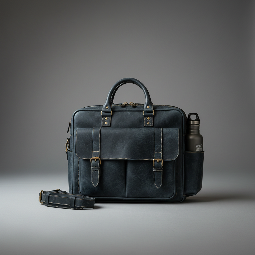 Genuine Leather Multi-Pocket Briefcase for Work – product view 8 | The Leather Factory