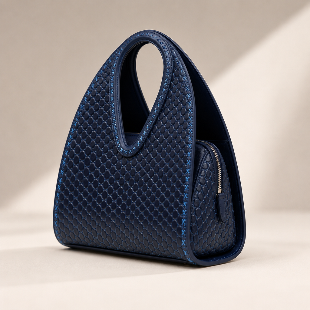Midnight Blue Textured Leather Handbag for Women