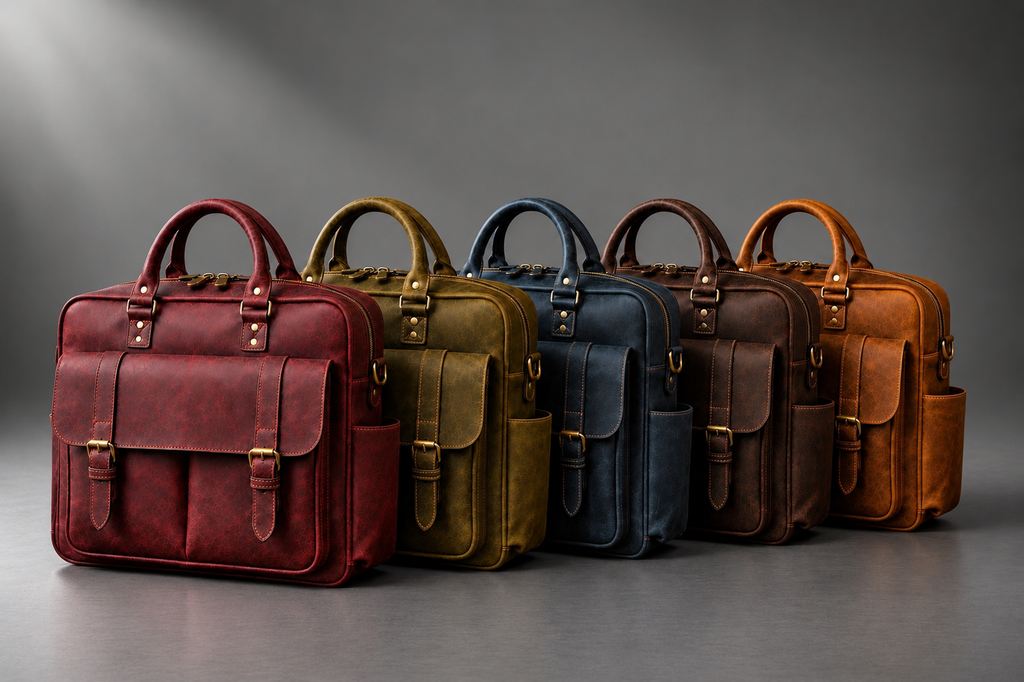 Genuine Leather Multi-Pocket Briefcase for Work – product view 10 | The Leather Factory
