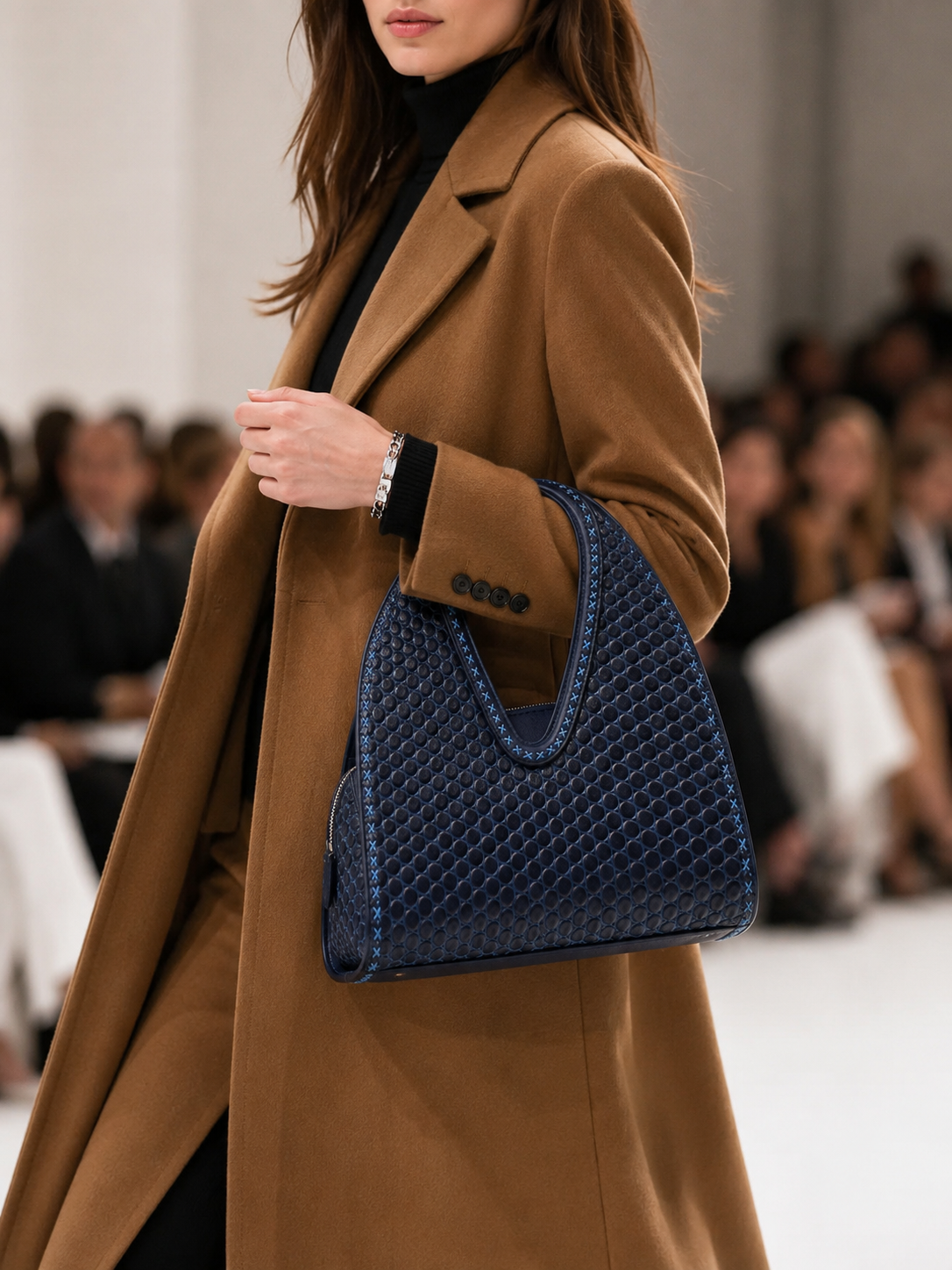 Midnight Blue Textured Leather Handbag for Women