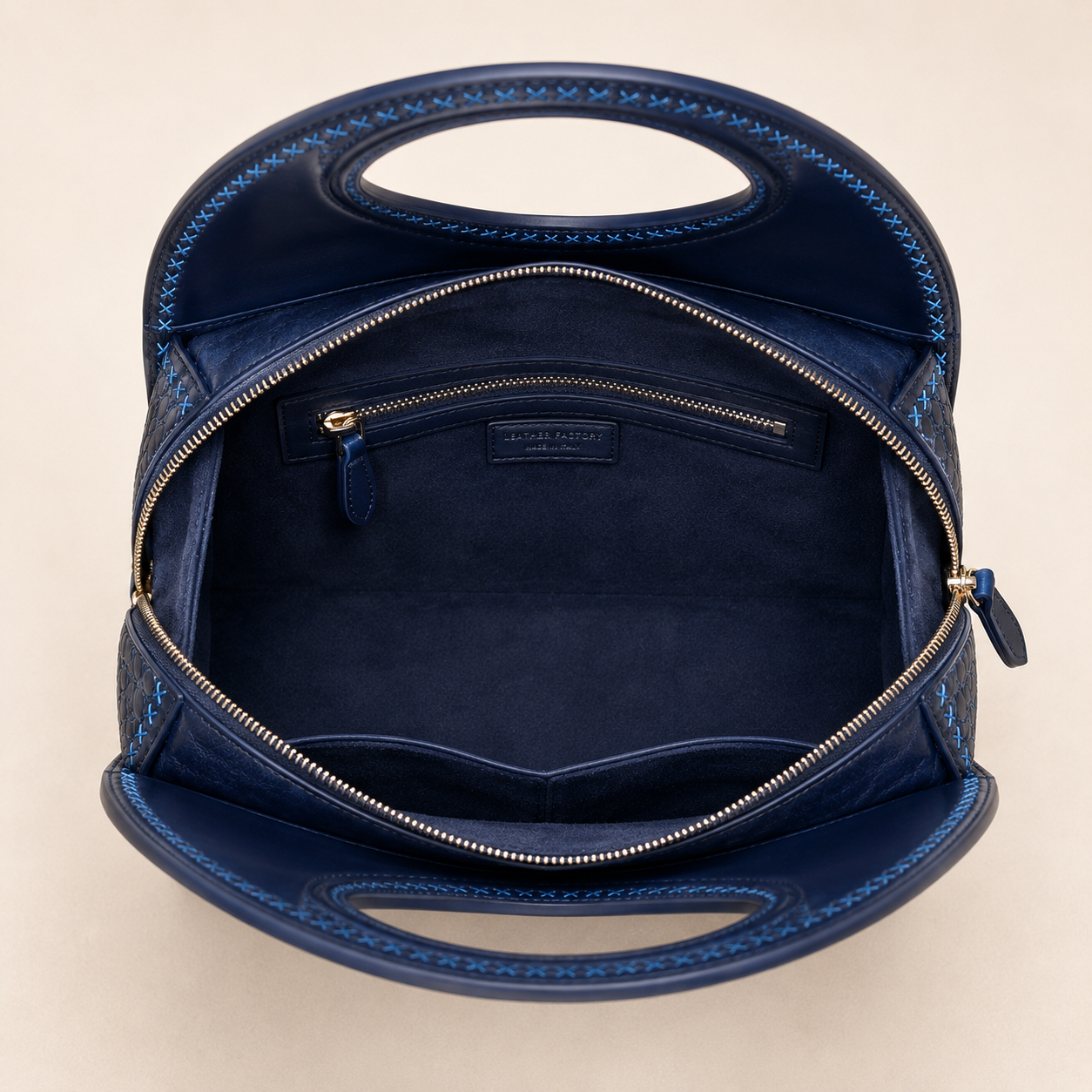 Midnight Blue Textured Leather Handbag for Women