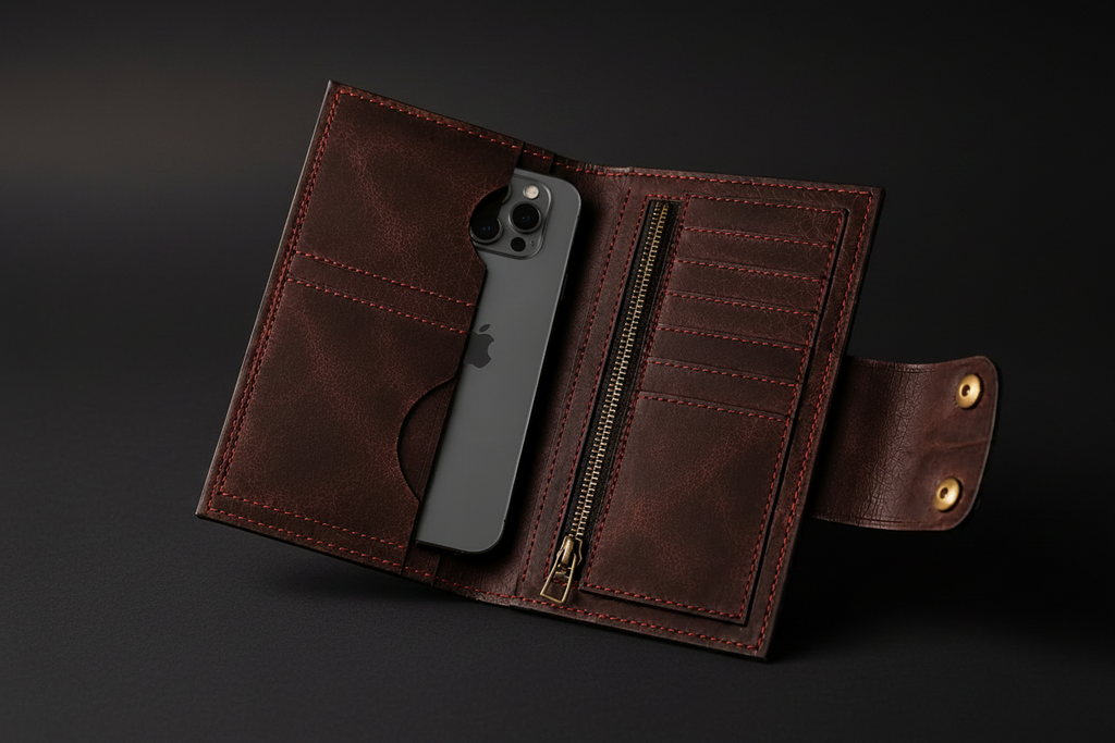 Handcrafted Leather Long Wallet with Card Compartments – product view 10 | The Leather Factory