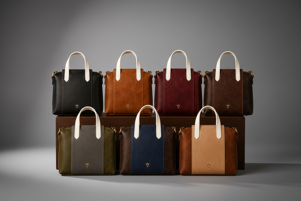 Structured Two-Tone Leather Tote Bag for Women – product view 11 | The Leather Factory