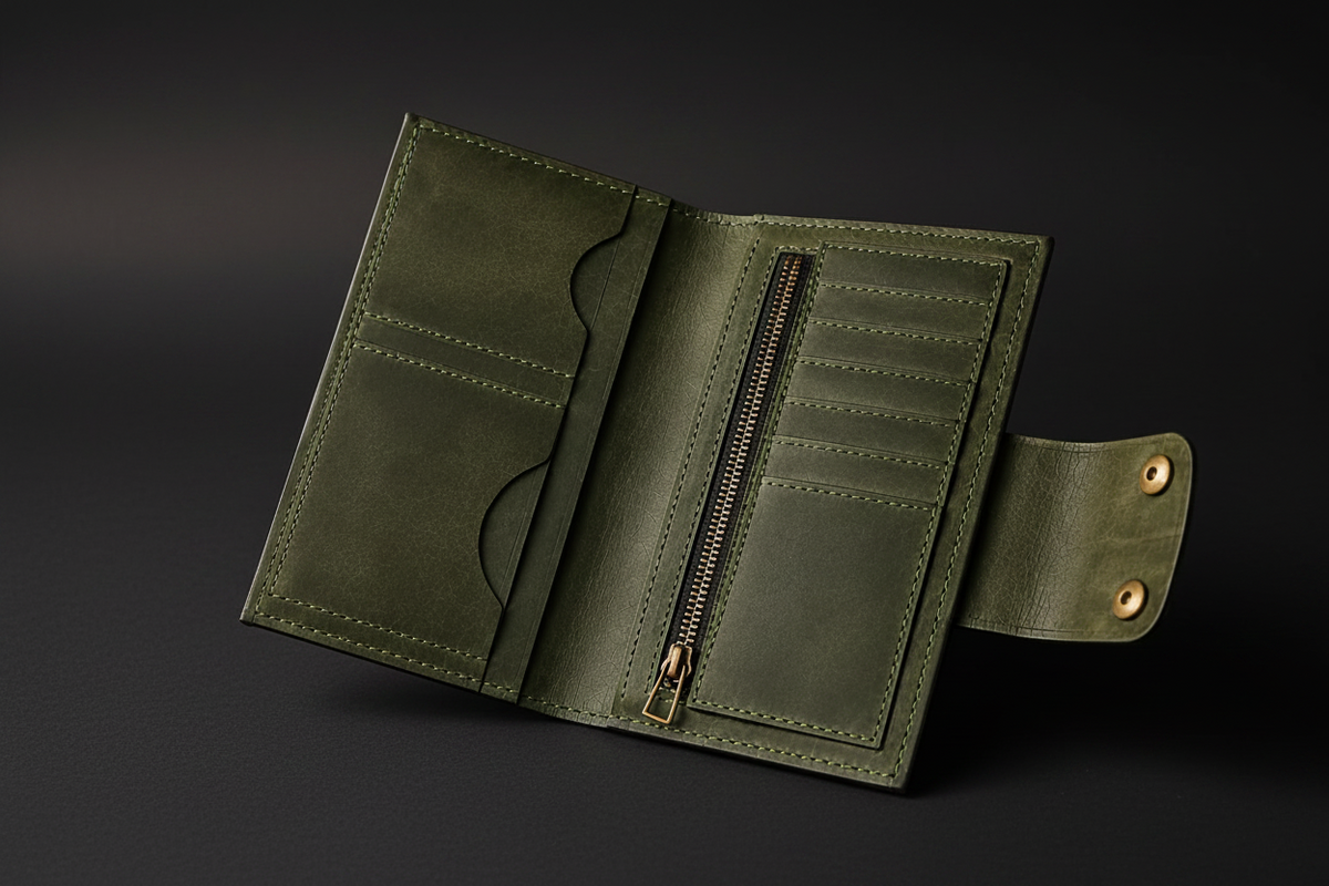Handcrafted Leather Long Wallet with Card Compartments – product view 8 | The Leather Factory