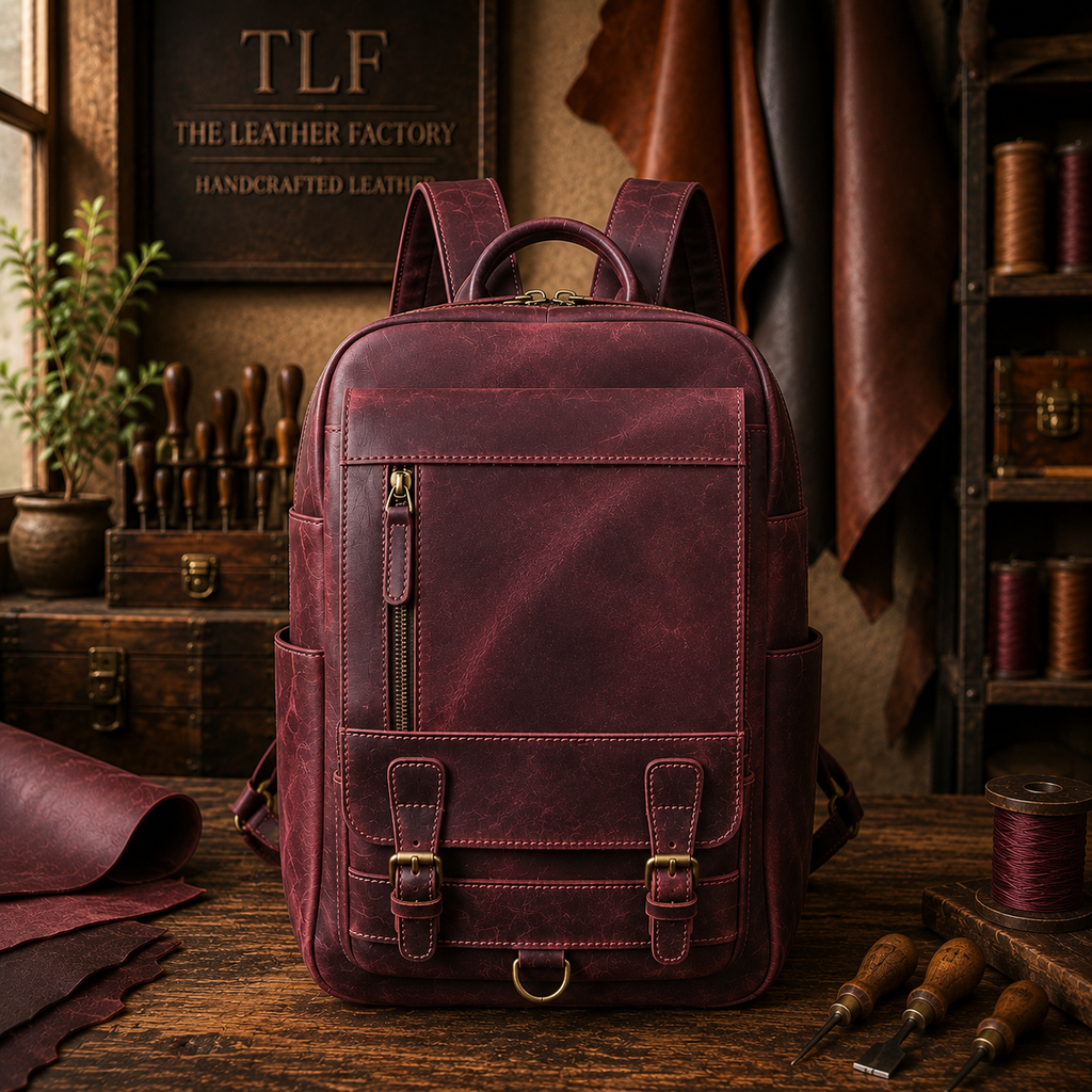 Handmade Multi-Pocket Leather Backpack for Travel – product view 11 | The Leather Factory