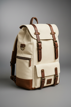 Cream and brown handcrafted leather backpack front view | The Leather Factory