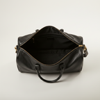 Brown genuine leather duffle bag front view | The Leather Factory
