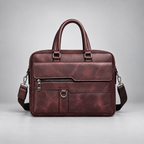 Burgundy leather business briefcase front view | The Leather Factory