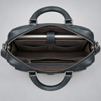 Navy blue leather business briefcase interior with laptop compartment | The Leather Factory