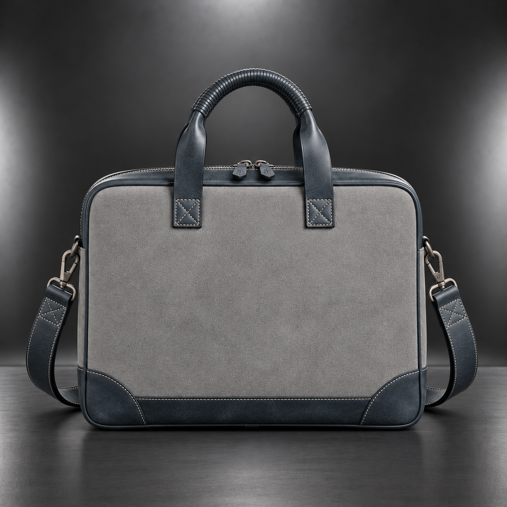 Premium leather laptop briefcase back view | The Leather Factory