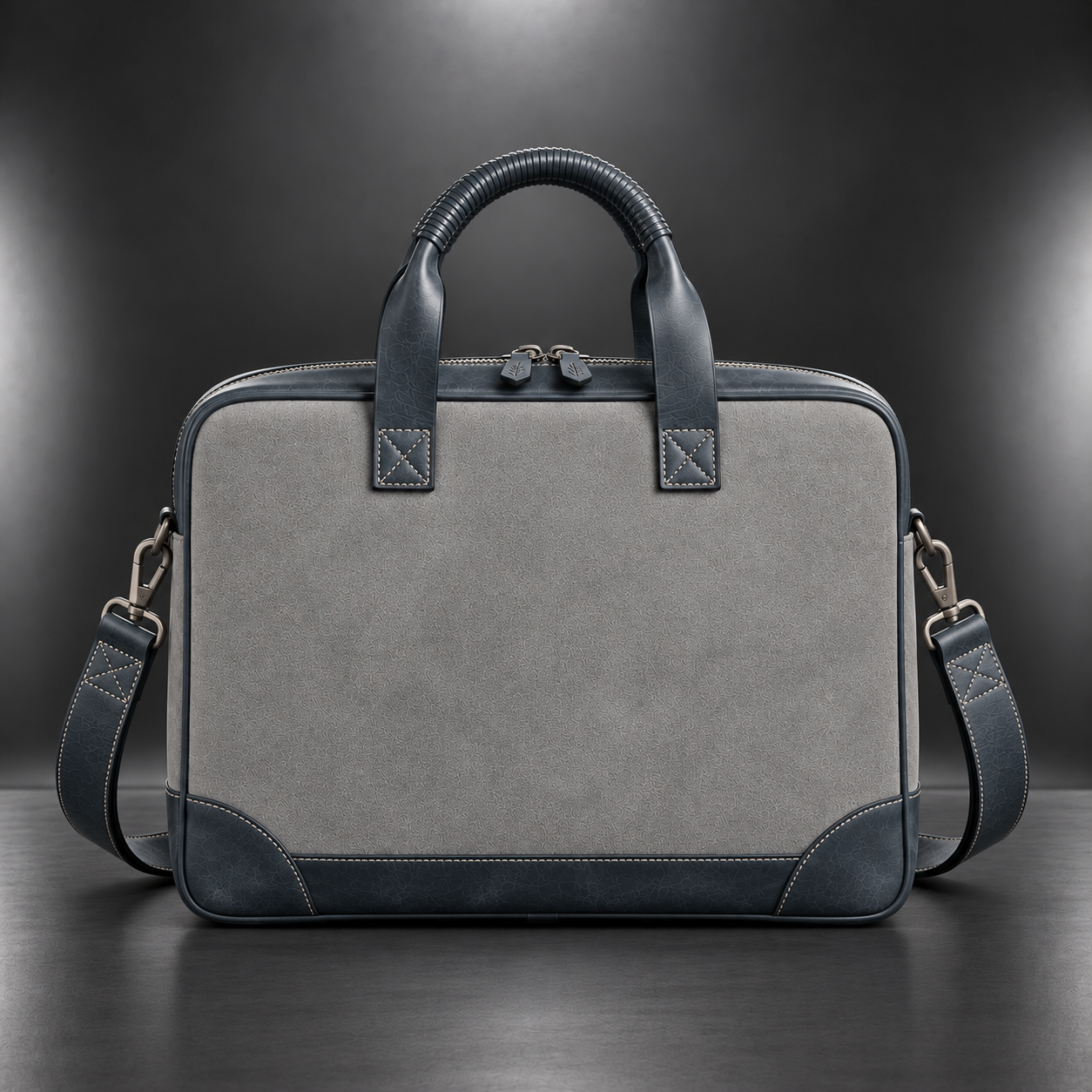 Premium leather laptop briefcase back view | The Leather Factory