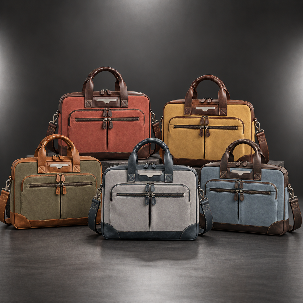 Premium leather laptop briefcases in five colors | The Leather Factory
