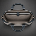 Premium leather laptop briefcase open interior with laptop compartment | The Leather Factory
