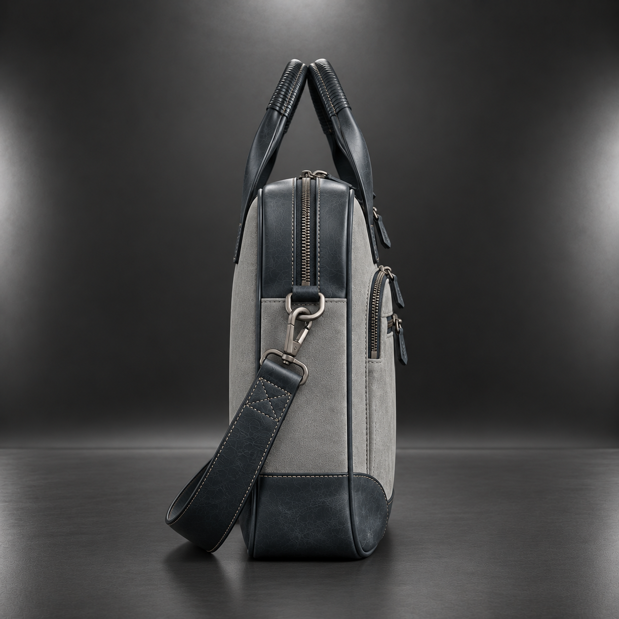 Premium leather laptop briefcase side profile | The Leather Factory