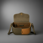 TLF aniline leather saddle bag open interior | The Leather Factory