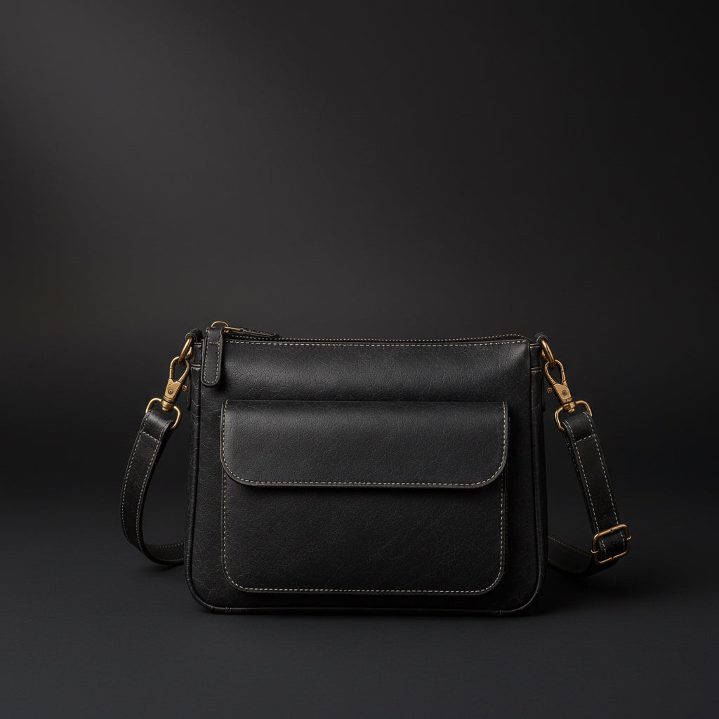 TLF leather crossbody shoulder bag in black | The Leather Factory