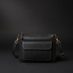 TLF leather crossbody shoulder bag in black | The Leather Factory