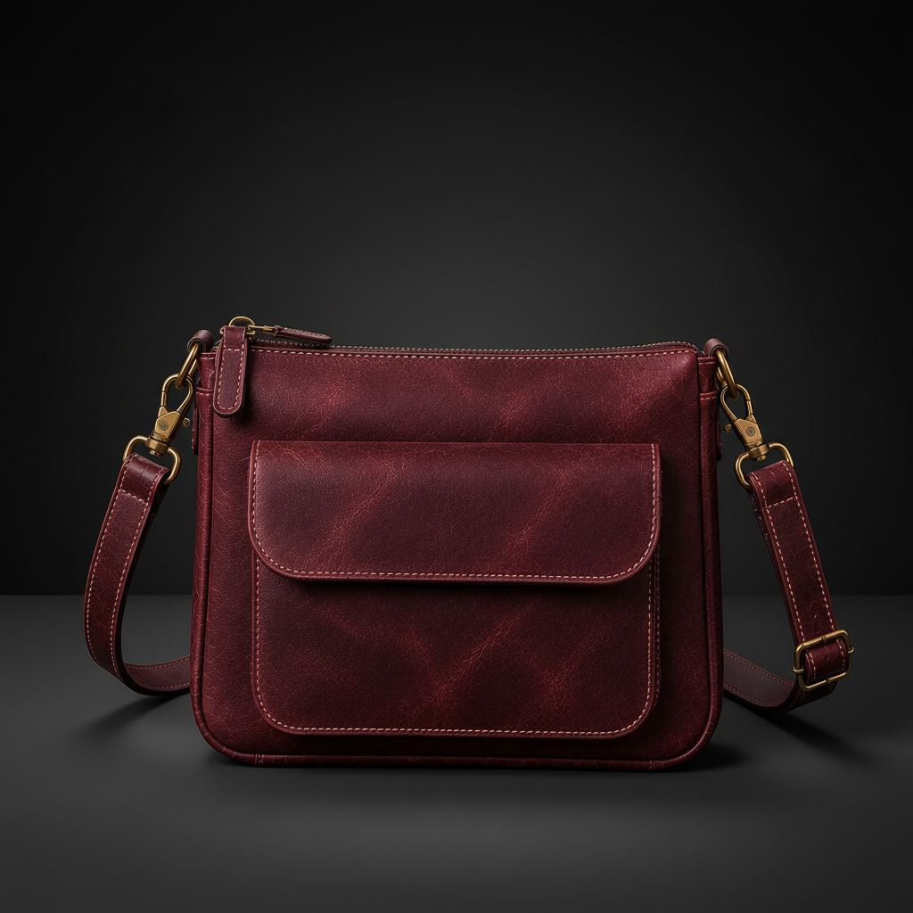 TLF leather crossbody shoulder bag in burgundy | The Leather Factory