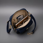 TLF leather crossbody bag in Navy, back view | The Leather Factory