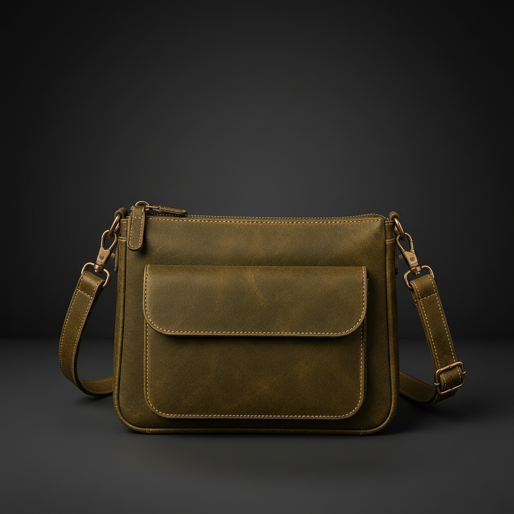 TLF leather crossbody shoulder bag in olive | The Leather Factory