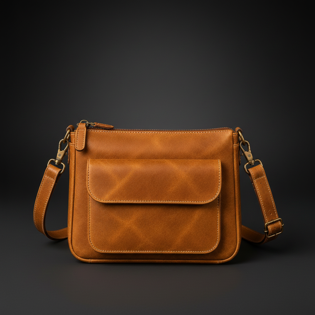 TLF leather crossbody shoulder bag in tan | The Leather Factory