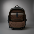 Open handmade genuine leather backpack interior view | The Leather Factory