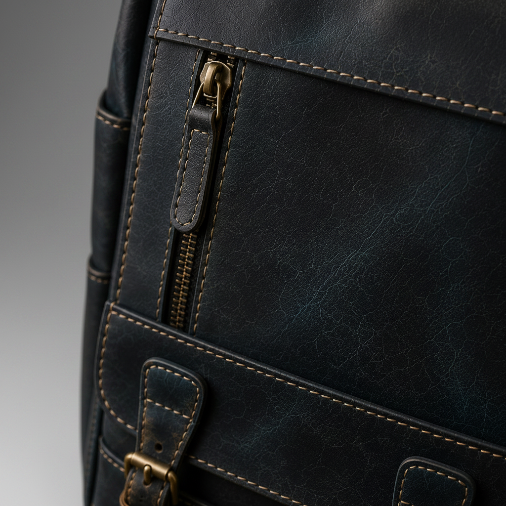 Tan handmade genuine leather backpack front view | The Leather Factory