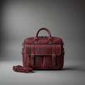 Burgundy handcrafted genuine leather briefcase front view | The Leather Factory