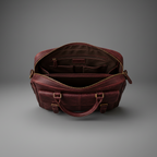 Burgundy handcrafted genuine leather briefcase interior and compartments | The Leather Factory