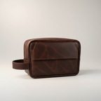 TLF leather dopp kit in brown | The Leather Factory