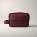 TLF leather dopp kit burgundy back view | The Leather Factory
