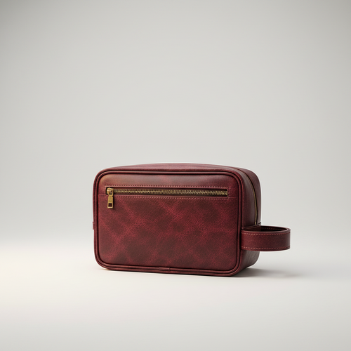 TLF leather travel dopp kit in burgundy | The Leather Factory