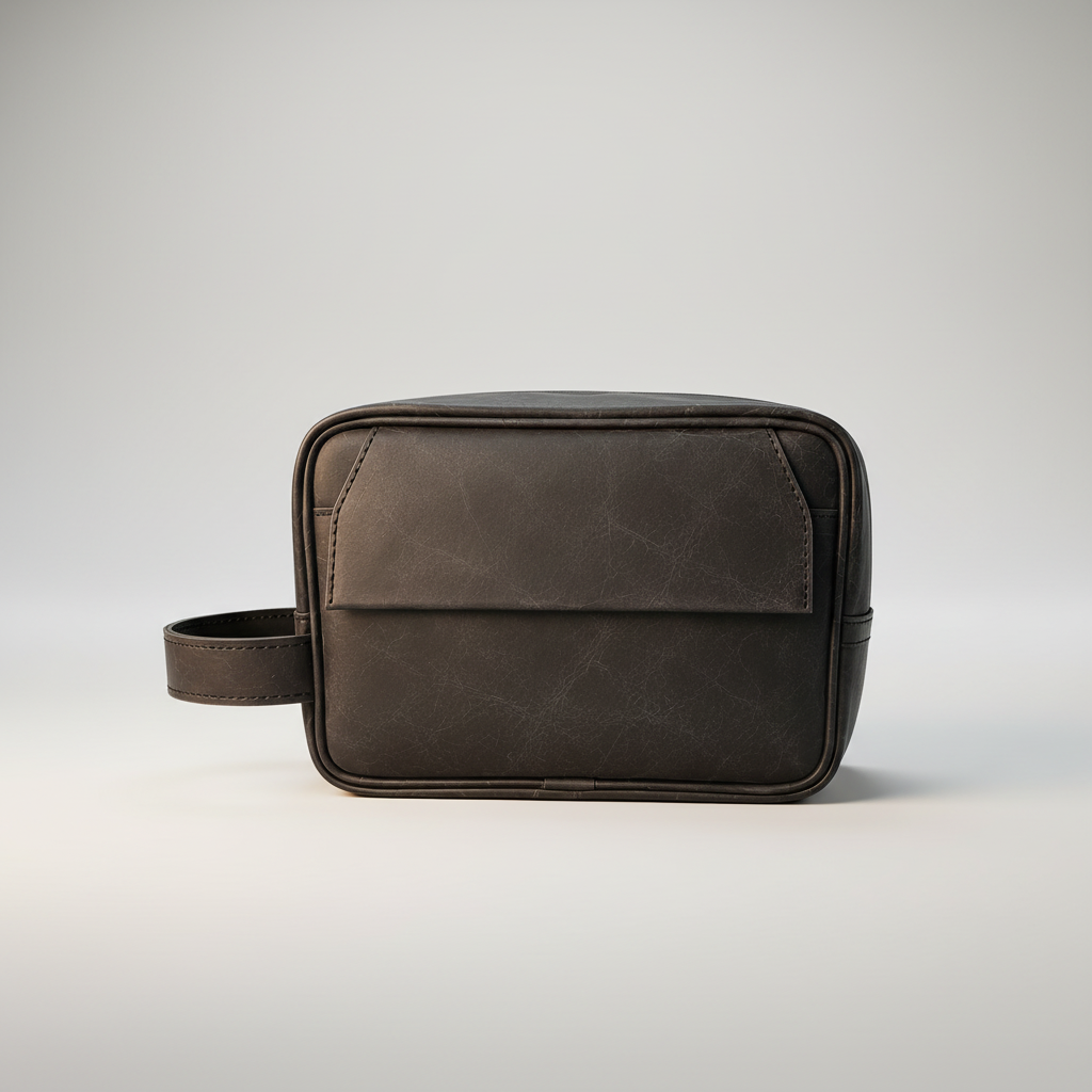 TLF leather dopp kit in charcoal black | The Leather Factory