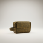 TLF leather dopp kit in olive | The Leather Factory