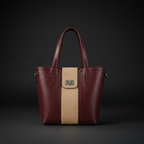 TLF luxury suede and aniline leather tote bag in burgundy and cream | The Leather Factory