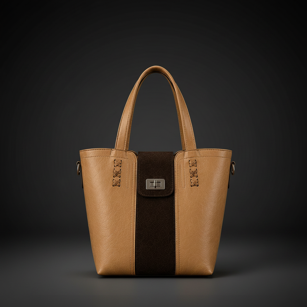 TLF luxury suede and aniline leather tote bag in cream and brown | The Leather Factory
