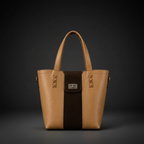 TLF luxury suede and aniline leather tote bag in cream and brown | The Leather Factory