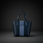 TLF luxury suede and aniline leather tote bag in navy and light blue | The Leather Factory