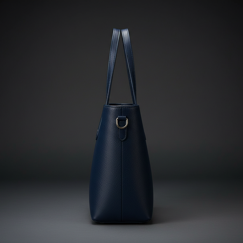 TLF luxury suede and aniline leather tote bag in navy | The Leather Factory
