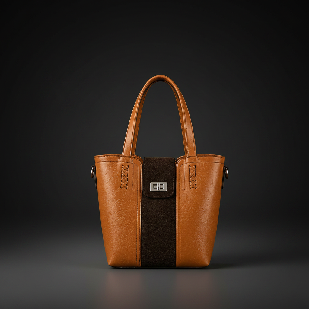 TLF luxury suede and aniline leather tote bag in tan and brown | The Leather Factory