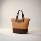 TLF premium leather tote bag in cream and brown | The Leather Factory