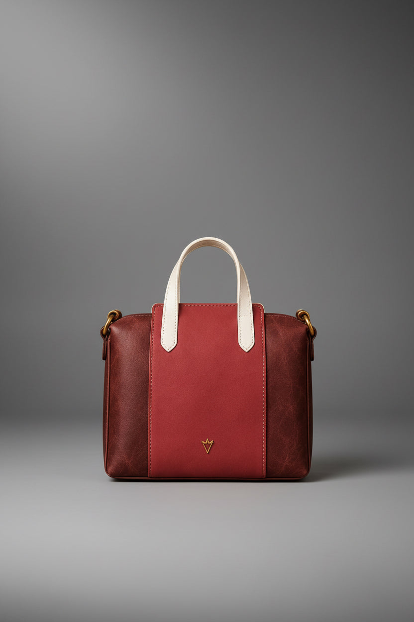 TLF structured leather tote bag in burgundy | The Leather Factory