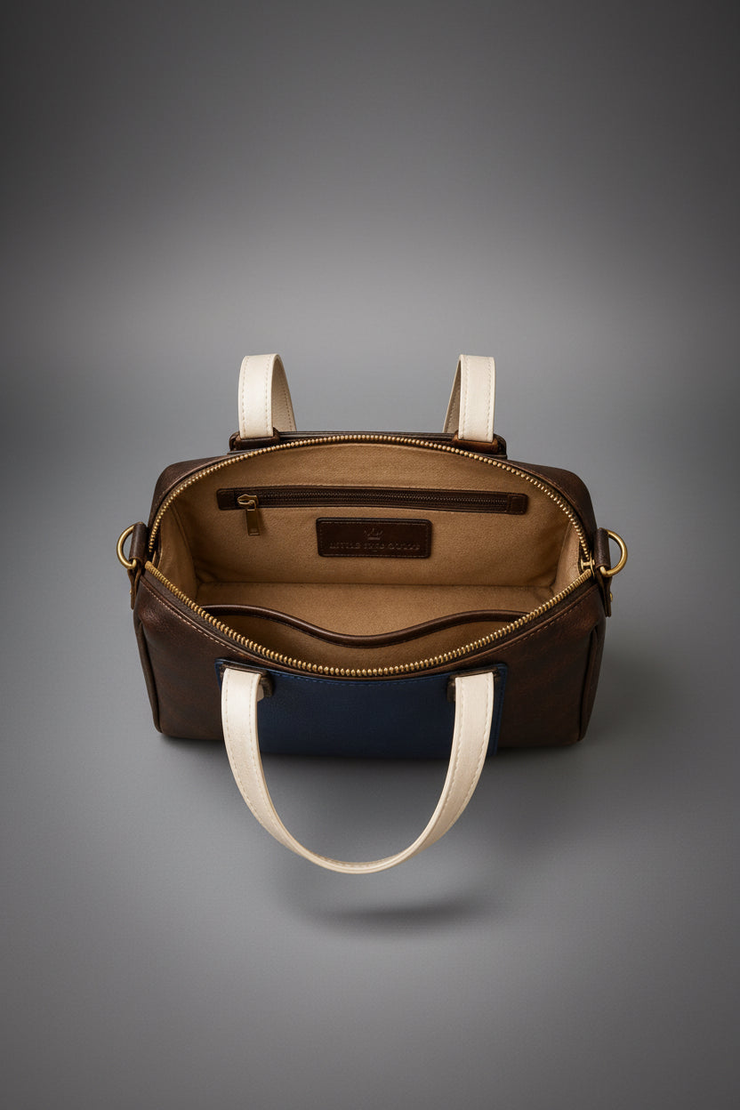 TLF structured leather tote bag open interior view | The Leather Factory