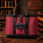 TLF leather tote in Burgundy and Black | The Leather Factory