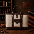 TLF leather tote in Cream and Chocolate Brown | The Leather Factory