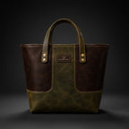 TLF two-tone leather tote in Black and Cognac | The Leather Factory