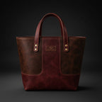 TLF two-tone leather tote in Olive Green and Dark Brown | The Leather Factory