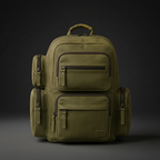 Olive green leather backpack front view | The Leather Factory